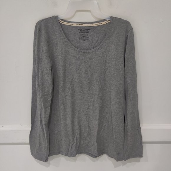 NWT Lucky Brand Women 2 Pk Long Sleeve Lounge Crew Neck Top Gray Size M $50 C911 - Picture 1 of 2
